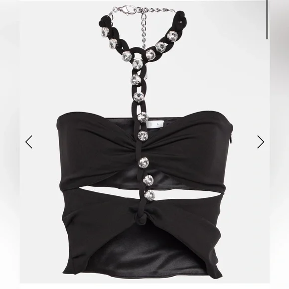 Area Black Strapless Top with Crystal Accents - Picture 1 of 10